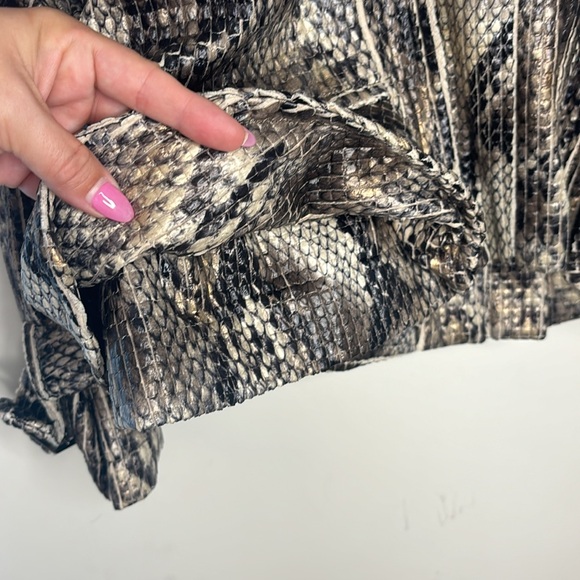 BIANCA NYGARD Faux Snakeskin Ruffled Moto Jacket - Picture 15 of 16